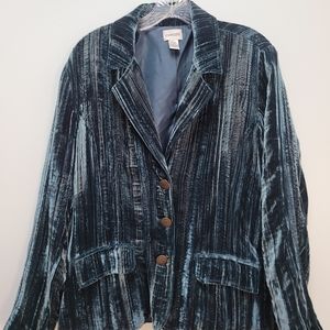 🌱 CHICOS | VELVET BLAZER, BLUE/GREEN, SZ 2